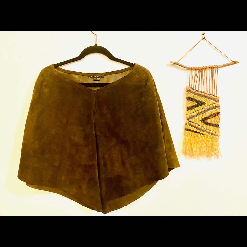 Theory Beautiful Brown Suede Poncho